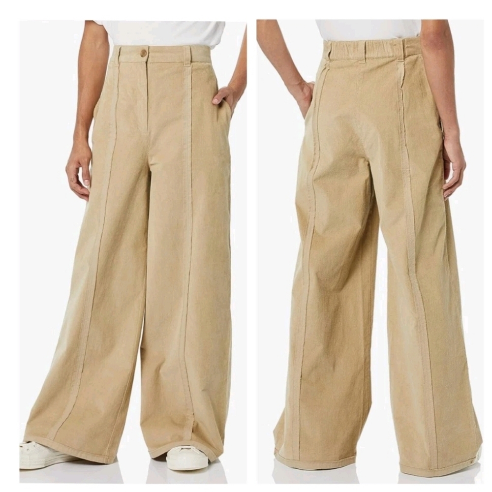 Wide Leg High-Rise Pants in Tan